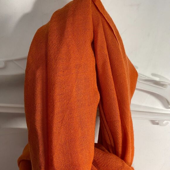 Vivi Designs Pashmina Cashmere Silk Scarf Shawl Orange Oversized - Picture 2 of 8